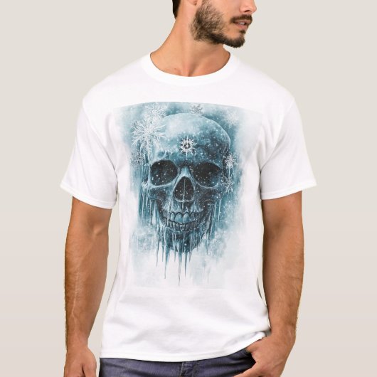 冬の霜の髑髏 Tシャツ (正面)
