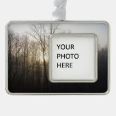 冬の霧サンライズ自然写真 シルバープレートフレームオーナメント (正面)