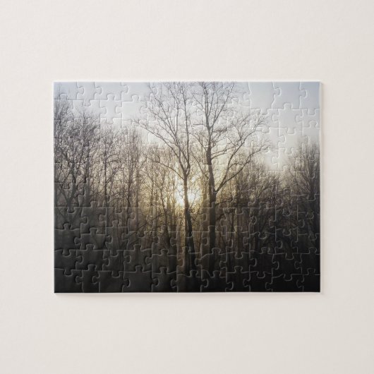 冬の霧サンライズ自然写真 ジグソーパズル (横)