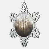 冬の霧サンライズ自然写真 スノーフレークピューターオーナメント (右)