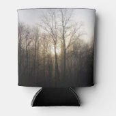 冬の霧サンライズ自然写真 缶クーラー (正面)