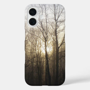 冬の霧サンライズ自然写真 iPhone 16ケース
