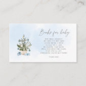 冬の青いクリスマスツリーの本ベビーチケット エンクロージャーカード (正面)