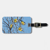 冬の青いティットの鳥 ラゲッジタグ (正面横)