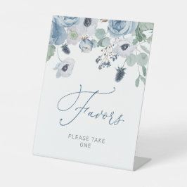 冬の青いバラ花シャワーの好意サイン 台座サイン