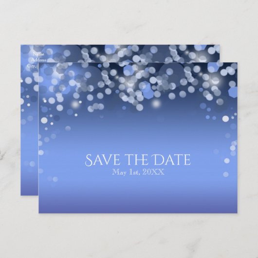 冬の青い光 ウェディング・冬の結婚式 Save the Date 案内ポストカード (正面/裏面)