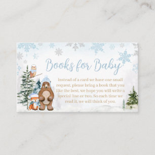 冬の青い動物の本ベビー エンクロージャーカード