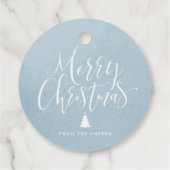 冬の青い書道シンプルメリークリスマス フェイバータグ (裏面)