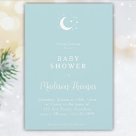 冬の青い月と星 招待状