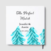 冬の青い松の木の結婚式の名前 ゲストブック (裏面)