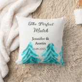 冬の青い松の木の結婚式の完璧なマッチ クッション (ブランケット)