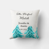 冬の青い松の木の結婚式の完璧なマッチ クッション (裏面)