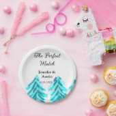 冬の青い松の木の結婚式の完璧なマッチ ペーパープレート (パーティー)