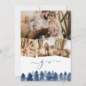 冬の青い森の木の水の色の写真結婚の 招待状 (裏面)