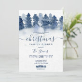 冬の青い森の水彩雪 招待状 (スタンド正面)