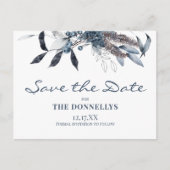 冬の青い水の色のクリスマス日付を保存 案内ポストカード (正面)