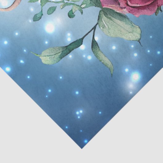 冬の青い水の色のフローラ鳥のケージの切り離し 薄葉紙 (詳細)