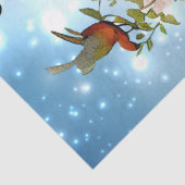 冬の青い水の色のフローラ鳥のケージの切り離し 薄葉紙 (詳細)