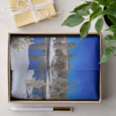 冬の青い水の雪のストリーム写真 薄葉紙 (ギフト)