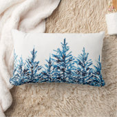 冬の青い水色の松の木 ランバークッション (ブランケット)