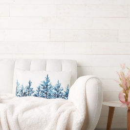 冬の青い水色の松の木 ランバークッション