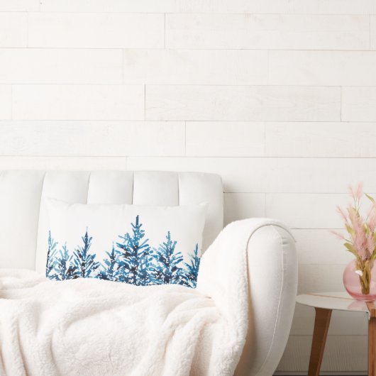 冬の青い水色の松の木 ランバークッション (ソファ)