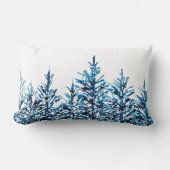 冬の青い水色の松の木 ランバークッション (正面)