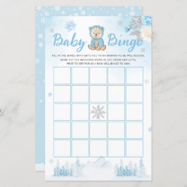 冬の青い水色ベビービンゴベビーシャワーゲーム