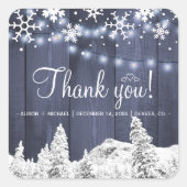 冬の青い納屋の木の弦は素朴な結婚の スクエアシール (正面)