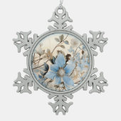 冬の青い花 スノーフレークピューターオーナメント (正面)