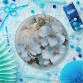 冬の青い花 ペーパープレート (パーティー)