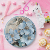 冬の青い花 ペーパープレート (パーティー)