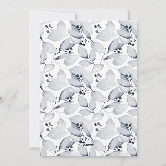 冬の青い葉の写真メリークリスマスカード シーズンカード (裏面)