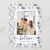 冬の青い葉の写真信じクリスマスカード シーズンカード (正面/裏面)