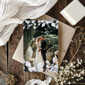 冬の青い葉写真サンキューカード サンキューカード