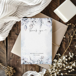 冬の青い葉写真サンキューカード サンキューカード