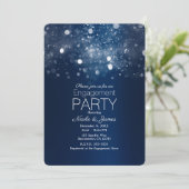冬の青い銀のきらきら光るライト　エンゲージメント 招待状 (スタンド正面)