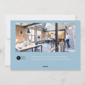 冬の青い雪の手の文字ビジネス シーズンカード (裏面)