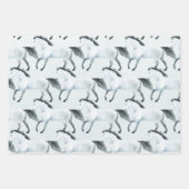 冬の青い雪の白馬 ラッピングペーパーシート (正面2)