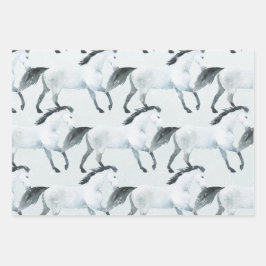冬の青い雪の白馬 ラッピングペーパーシート
