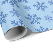 冬の青い雪の結晶クリスマスプレゼント継ぎ目 ラッピングペーパー (ロールコーナー)