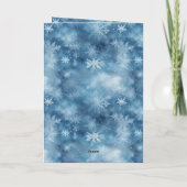 冬の青い雪の結晶 クリスマス 赤毛 女子 カード (裏面)