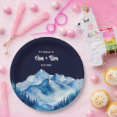 冬の青い雪山のウェディング ペーパープレート (パーティー)