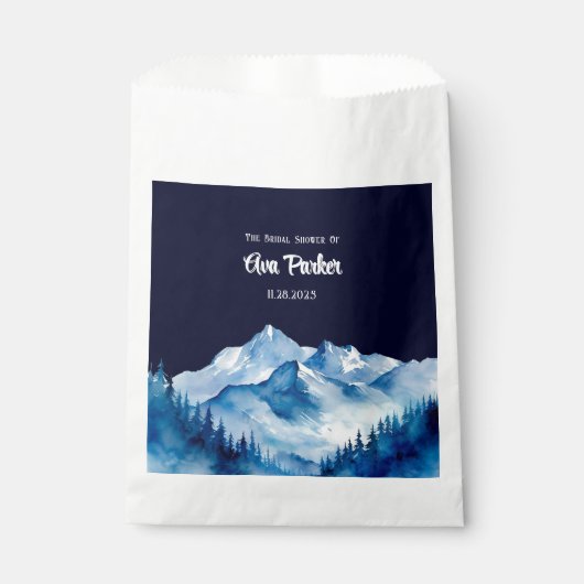 冬の青い雪山 ブライダルシャワー フェイバーバッグ (正面)