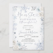 冬の青い雪片を性別で明らかにする 招待状 (正面)