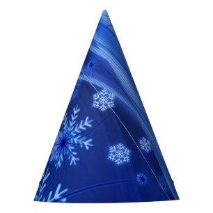 冬の青い雪片クリスマス パーティーハット