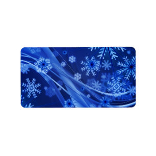 冬の青い雪片クリスマス ラベル