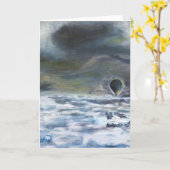 冬の青い高空の都市の熱い空気失った球 カード (黄色い花)