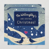 冬の青い鳥たちの恋のクリスマスウェディング セーブザデート (正面/裏面)