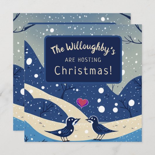 冬の青い鳥たちの愛のクリスマスウェディング セーブザデート (正面/裏面)